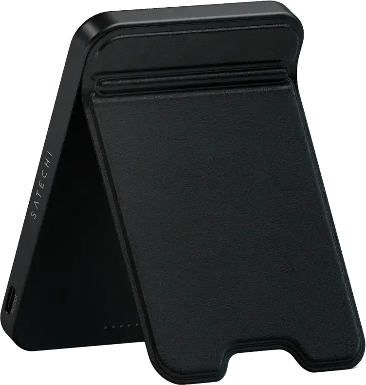 Satechi OntheGo Qi2 Magnetic Power Bank 5K with Stand ST-B5Q2SK, 5000mAh Battery, 15W Wireless & 20W USB-C Charging, Aluminum Frame, Black