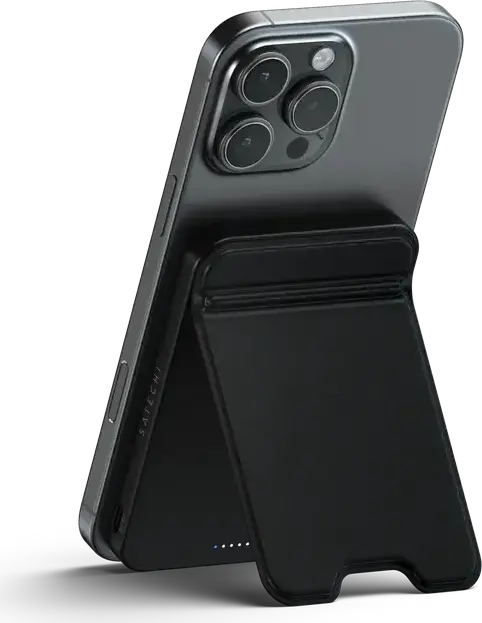 Satechi OntheGo Qi2 Magnetic Power Bank 5K with Stand ST-B5Q2SK, 5000mAh Battery, 15W Wireless & 20W USB-C Charging, Aluminum Frame, Black