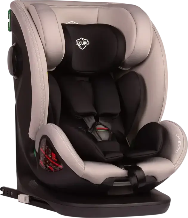 Caretero Securo 360 Rotating Car Seat, i-Size ECE R129/02, ISOFIX & Top Tether, 0-36 kg, 40-150 cm, SIP Side Impact Protection, Memory Foam, Light Grey