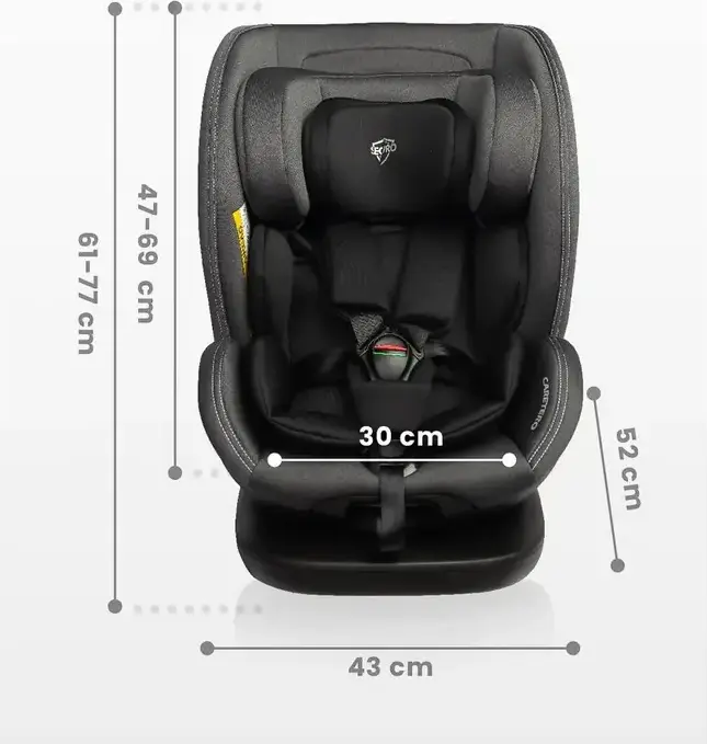 Caretero Securo 360 Rotating Car Seat, i-Size ECE R129/02, ISOFIX & Top Tether, 0-36 kg, 40-150 cm, SIP Side Impact Protection, Memory Foam, Light Grey