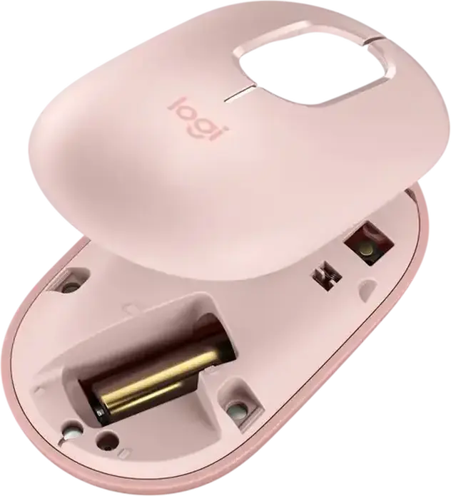 Mouse Logitech POP Wireless Bluetooth Compact, Roz, 4000 DPI, Click-uri Silențioase, Buton Dedicat Emoji, Design Ambidextru, 104.8 x 59.4 x 35.2 mm
