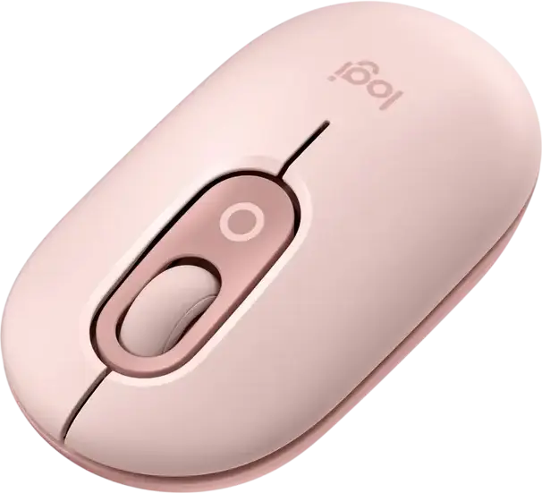 Mouse Logitech POP Wireless Bluetooth Compact, Roz, 4000 DPI, Click-uri Silențioase, Buton Dedicat Emoji, Design Ambidextru, 104.8 x 59.4 x 35.2 mm
