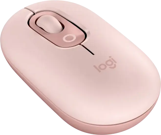 Mouse Logitech POP Wireless Bluetooth Compact, Roz, 4000 DPI, Click-uri Silențioase, Buton Dedicat Emoji, Design Ambidextru, 104.8 x 59.4 x 35.2 mm
