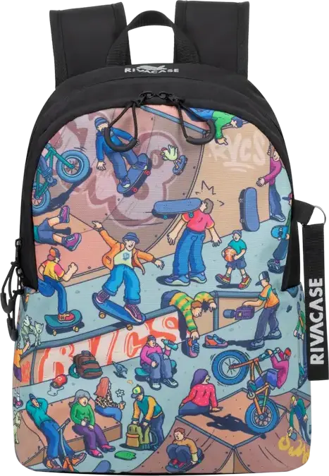 Rucsac Urban Rivacase Agora 5420 Skaters, 12L din Poliester Rezistent la Apă cu Compartiment pentru Laptop și Organizator, 270 x 380 x 130 mm