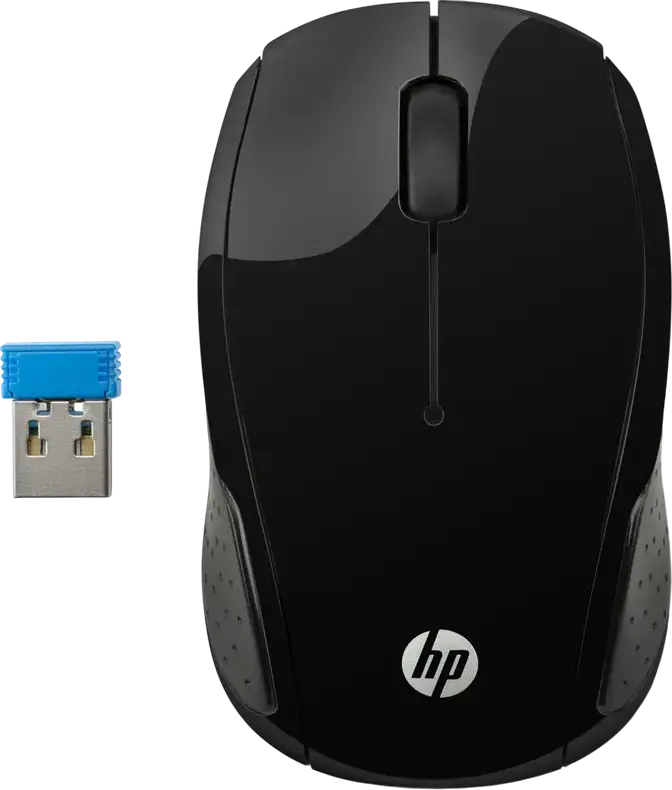 HP Wireless Mouse 200 Empress Black Optical Mouse 1000 DPI 2.4 GHz RF Wireless Connectivity 10m Range USB Receiver