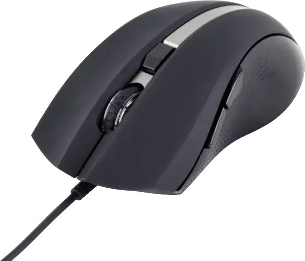 Gembird MUS-GU-02 Wired Laser Mouse, 800-2400 DPI Adjustable Resolution, 6 Buttons with Forward/Backward, USB Interface, Right-Handed, Black