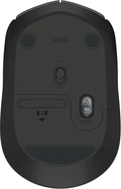 Беспроводная мышь Logitech M170, USB Nano-приемник 2.4 ГГц, Оптический сенсор 1000 DPI, Амбидекстровый дизайн, Радиус действия 10м, Серый