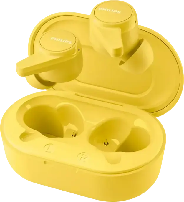 Philips 1000 Series TAT1207 True Wireless Stereo TWS In-Ear Headphones, Bluetooth, IPX4 Water Resistant, 18h Total Play Time, Yellow