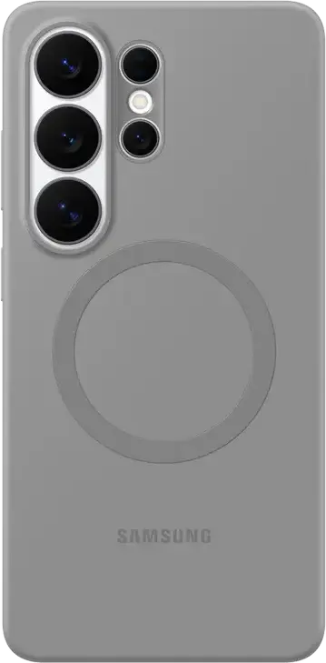 Samsung Galaxy S26 Ultra Silicone Magnet Case, Grey, Soft-Touch Protective Cover with Built-in Magnets for Wireless Charging and Magnetic Accessories