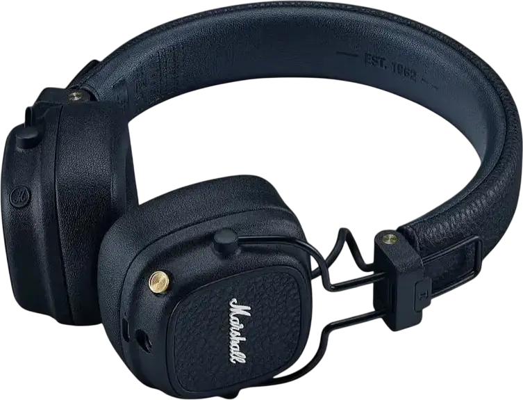 Marshall Major V Wireless On-Ear Headphones, Bluetooth 5.3, 100+ Hours Playtime, 40mm Dynamic Drivers, Wireless Charging, USB-C, Midnight Blue
