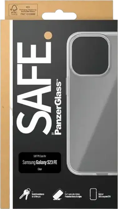 Чехол PanzerGlass SAFE для Samsung Galaxy S23 FE, прозрачный TPU с эффектом самовосстановления, поддержка беспроводной зарядки, тонкий профиль