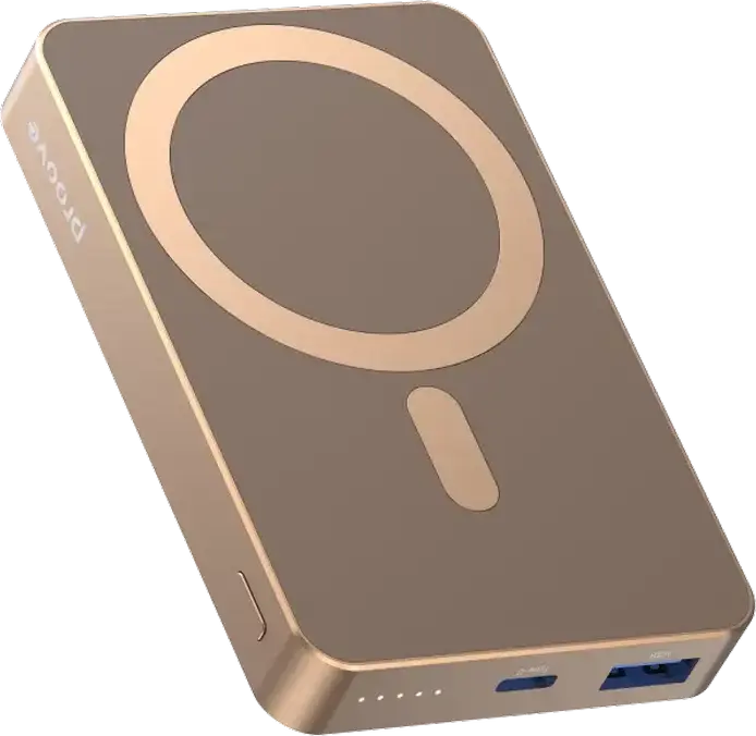 Power Bank Proove Carbon Slim 10000mAh, Gold, Încărcare Rapidă 22.5W, Încărcare Wireless MagSafe 15W, PD3.1, QC3.0, Material Kevlar și Aluminiu, USB-C și USB-A