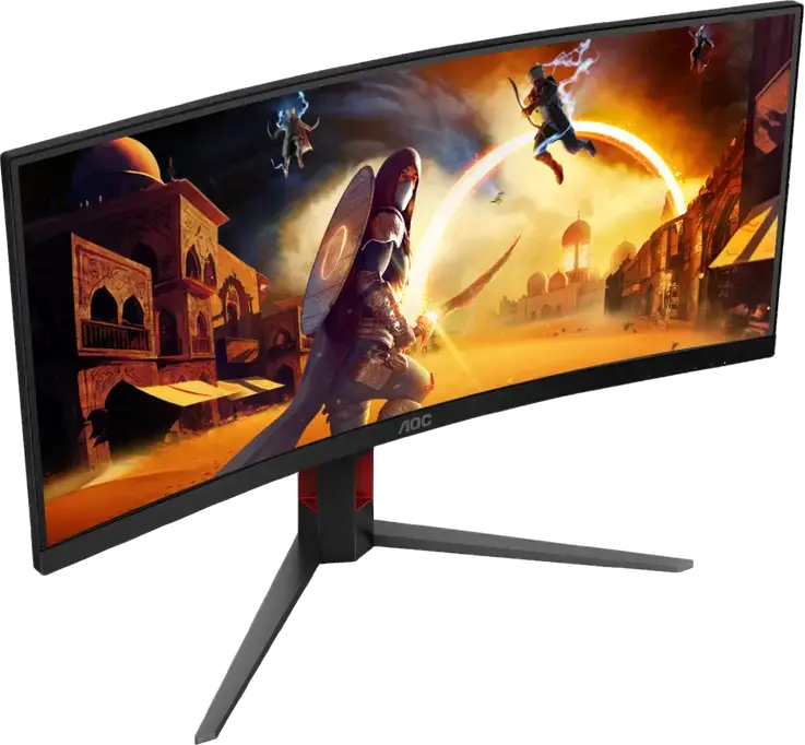 Monitor Gaming Curbat AOC CU34G4 34", WQHD 3440x1440, Fast VA, 180Hz, 0.5ms MPRT, 1500R, HDR10, AMD FreeSync Premium, Reglabil pe Inaltime, Negru