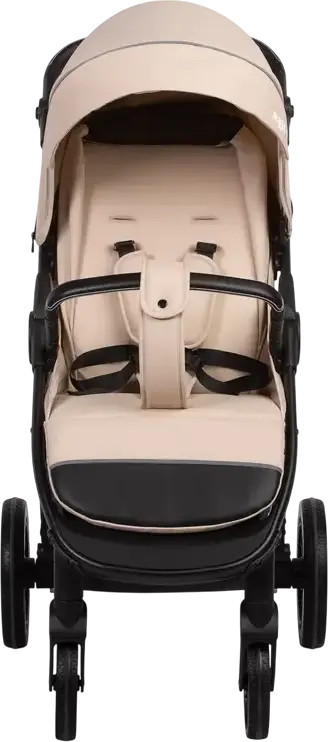 Caretero Agil Baby Stroller, Latte, for 0 Months to 4 Years, Max 22kg, Foam Wheels, Adjustable Backrest and Handle, Eco-leather, Rain Cover and Leg Wrap Included