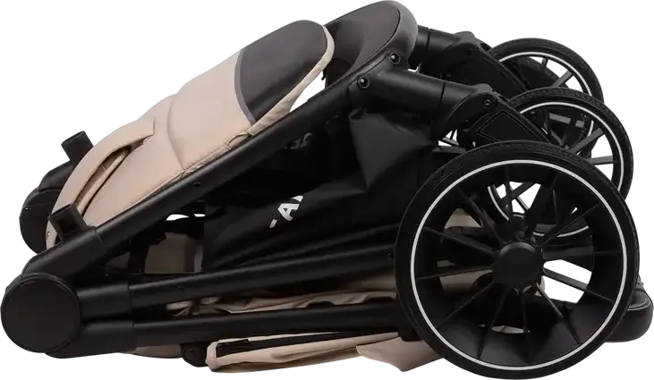 Caretero Agil Baby Stroller, Latte, for 0 Months to 4 Years, Max 22kg, Foam Wheels, Adjustable Backrest and Handle, Eco-leather, Rain Cover and Leg Wrap Included