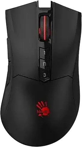 Bloody R90 Plus Wireless Gaming Mouse, BC3332-S Sensor, 5000 CPI, 8 Programmable Buttons, 2.4 GHz, Metal X'Glide Armor Boot, Rechargeable, Color: Black