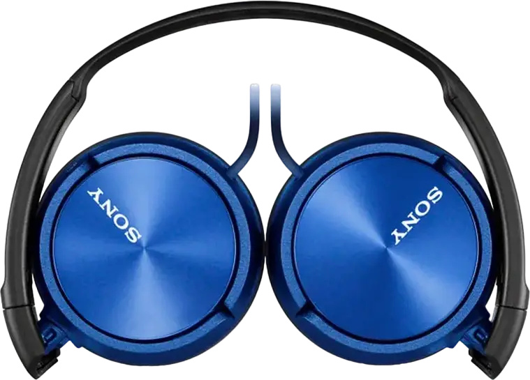 Sony MDR-ZX310AP Wired On-Ear Closed-Back Headphones with Microphone, Blue, 30mm Dynamic Driver, 10-24,000Hz Frequency Response, 1.2m Gold-Plated L-Shaped Plug