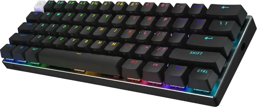 Tastatura Gaming Mecanica Logitech PRO X 60 LIGHTSPEED, Layout 60% Mini, Switch-uri Tactile, Keycaps PBT Dual-shot, LIGHTSYNC RGB, Conectivitate Tri-mod, 920-011911