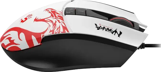 Bloody L65 Max Wired Gaming Mouse, White, MAX BC3332-A 12K Sensor, 12,000 DPI, 8000 fps, 512 KB Onboard Memory, RGB Backlit, Honeycomb Design, Teflon Feet, USB