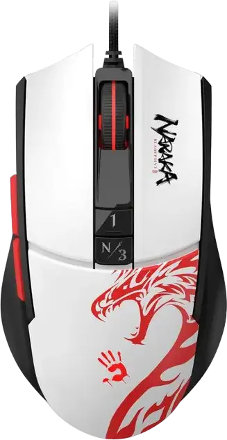 Bloody L65 Max Wired Gaming Mouse, White, MAX BC3332-A 12K Sensor, 12,000 DPI, 8000 fps, 512 KB Onboard Memory, RGB Backlit, Honeycomb Design, Teflon Feet, USB