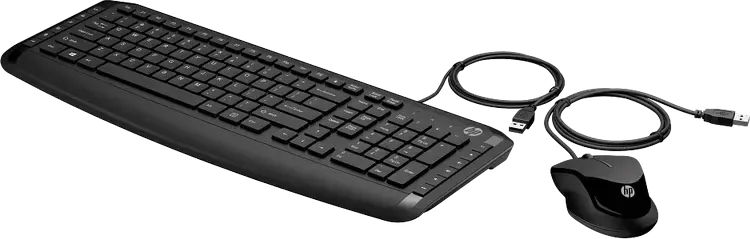 HP Pavilion 200 Wired Keyboard and Mouse Combo, USB Plug-and-Play, Chiclet Keys, Full-sized with Numeric Keypad, 1600 DPI Optical Mouse, Black