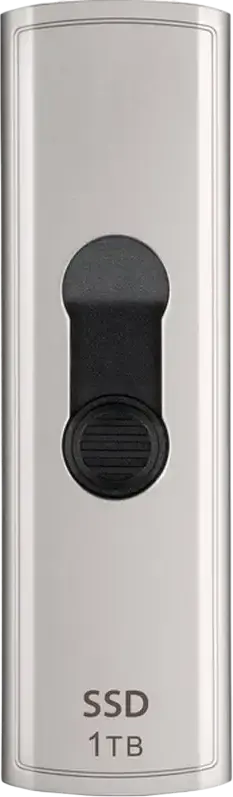 Transcend ESD320A Portable SSD 1TB Grey, USB 3.2 Gen 2x1 10Gbps, Up to 1050MB/s Read, Retractable USB Type-A, 3D NAND Flash, Alloy Case, AES 256-bit Encryption