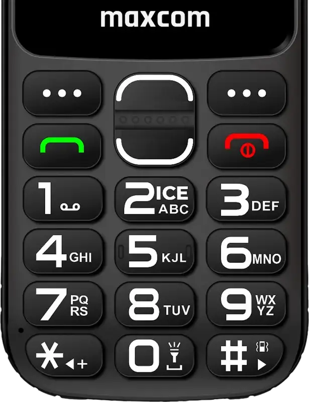 MaxCom Comfort MM443 4G Senior Feature Phone, Dual-SIM, 2.8" Display, SOS Button, Desktop Charging Stand, Bluetooth 5.1, FM Radio, Black