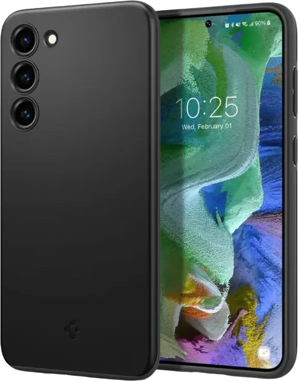 Чехол Spigen Thin Fit для Samsung Galaxy S23+, тонкий противоударный кейс из поликарбоната с технологией Air Cushion, матовое покрытие, Черный