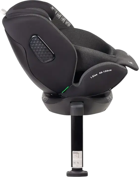Caretero Lumi i-Size 360 Rotating Car Seat, 0-36 kg, 40-150 cm, ISOFIX with Support Leg, ECE R129/03, 5-Point Harness, Ventilated Shell, Dark Grey
