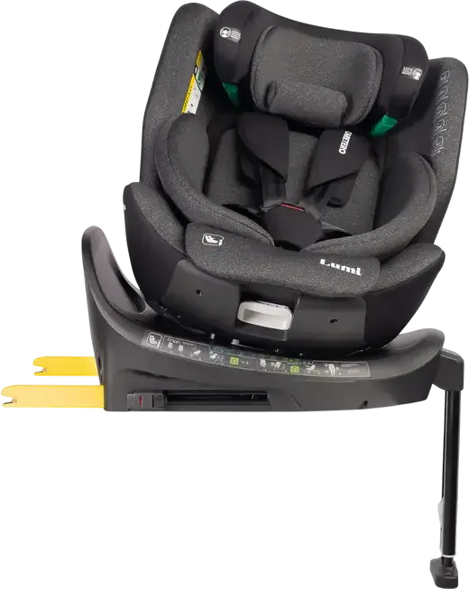 Caretero Lumi i-Size 360 Rotating Car Seat, 0-36 kg, 40-150 cm, ISOFIX with Support Leg, ECE R129/03, 5-Point Harness, Ventilated Shell, Dark Grey