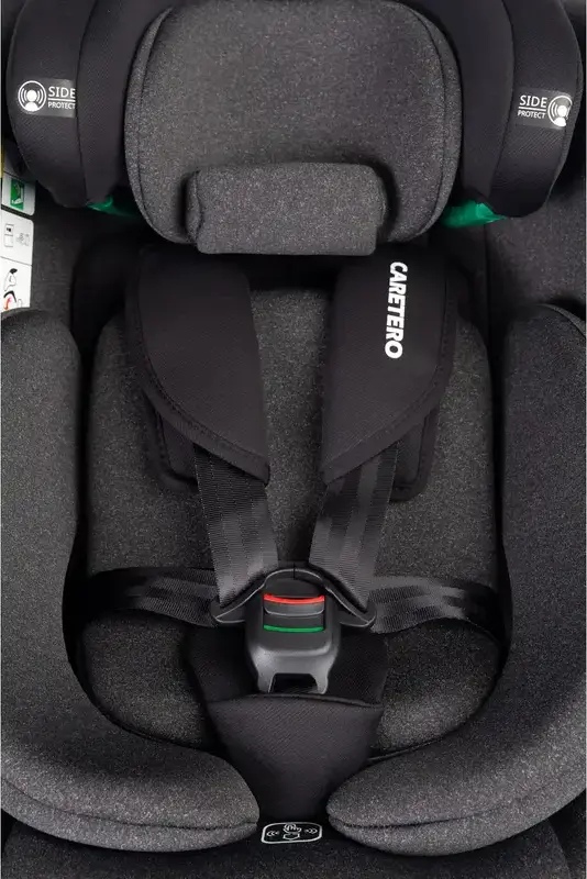 Caretero Lumi i-Size 360 Rotating Car Seat, 0-36 kg, 40-150 cm, ISOFIX with Support Leg, ECE R129/03, 5-Point Harness, Ventilated Shell, Dark Grey