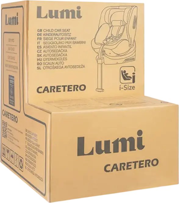 Caretero Lumi i-Size 360 Rotating Car Seat, 0-36 kg, 40-150 cm, ISOFIX with Support Leg, ECE R129/03, 5-Point Harness, Ventilated Shell, Dark Grey