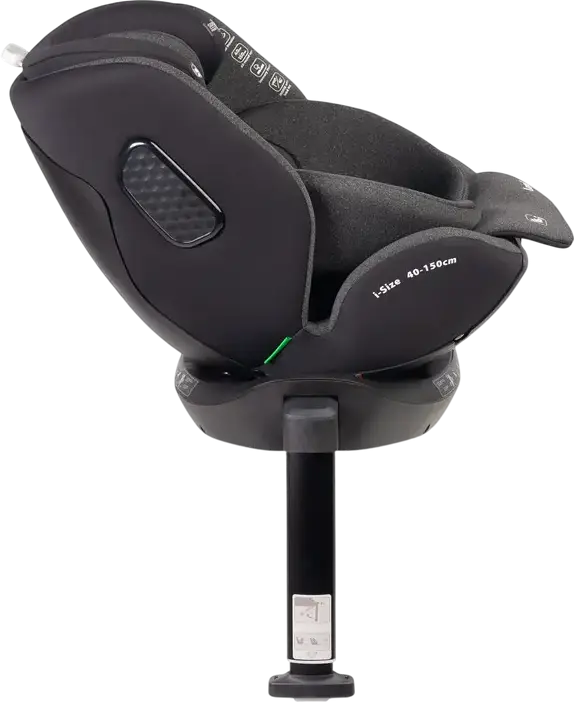 Caretero Lumi i-Size 360 Rotating Car Seat, 0-36 kg, 40-150 cm, ISOFIX with Support Leg, ECE R129/03, 5-Point Harness, Ventilated Shell, Dark Grey