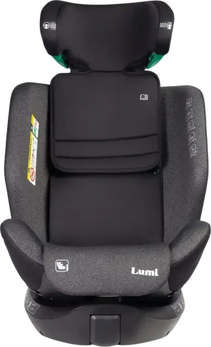 Caretero Lumi i-Size 360 Rotating Car Seat, 0-36 kg, 40-150 cm, ISOFIX with Support Leg, ECE R129/03, 5-Point Harness, Ventilated Shell, Dark Grey