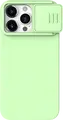 Husa Nillkin CamShield Silky pentru iPhone 15 Pro, Verde Mentă, Protectie din Silicon Lichid cu Cover Culisant pentru Camera si Captusala din Microfibra