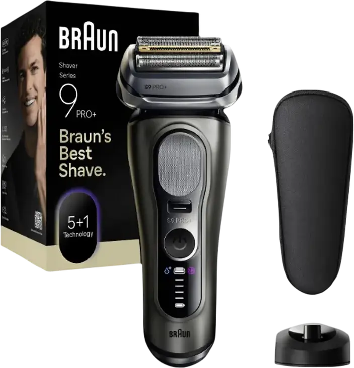 Электробритва Braun Series 9 Pro+ 9615s, сеточная система бритья 5+1, Wet & Dry, 10D адаптация к контурам, Li-ion аккумулятор, серебристый, Made in Germany