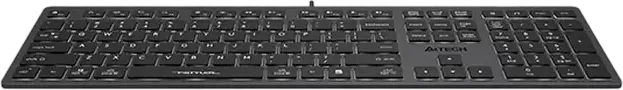 A4Tech FStyler FX60 Wired USB Keyboard, Low-Profile Scissor Switches, White LED Backlit, Multimedia Hotkeys, Win/Mac Layout, Splash Proof, Grey