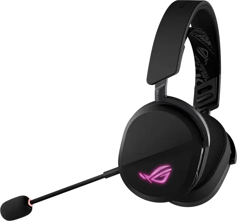 Casca Gaming Wireless ASUS ROG Pelta, Neagră, Conectivitate Tri-mod, ROG SpeedNova, Difuzoare Titan 50mm, Microfon Detasabil, Aura Sync RGB, Baterie 70h