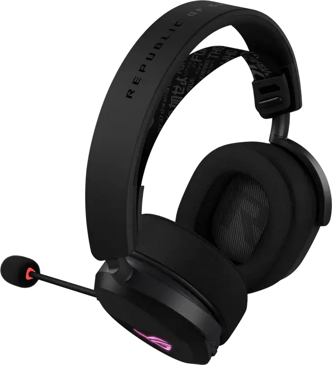 Casca Gaming Wireless ASUS ROG Pelta, Neagră, Conectivitate Tri-mod, ROG SpeedNova, Difuzoare Titan 50mm, Microfon Detasabil, Aura Sync RGB, Baterie 70h