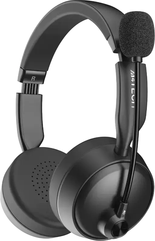 Casca Wireless A4Tech Fstyler BH230 Bluetooth 5.3, Microfon cu Anulare Zgomot AI, Difuzoare 40mm, Baterie 55h, Design Pliabil On-Ear, USB-C, Negru