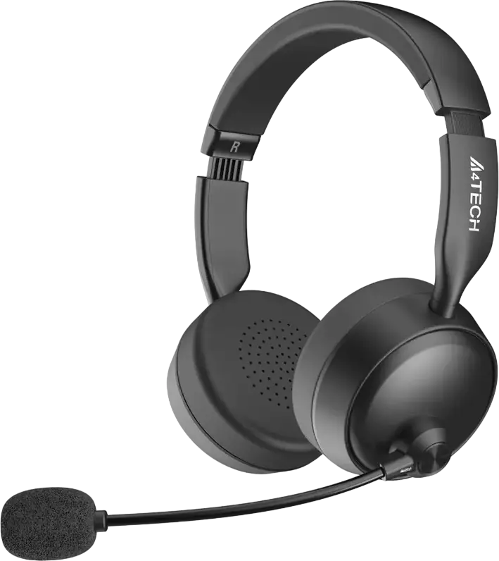 Casca Wireless A4Tech Fstyler BH230 Bluetooth 5.3, Microfon cu Anulare Zgomot AI, Difuzoare 40mm, Baterie 55h, Design Pliabil On-Ear, USB-C, Negru