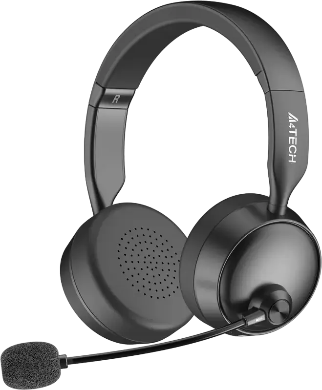 Casca Wireless A4Tech Fstyler BH230 Bluetooth 5.3, Microfon cu Anulare Zgomot AI, Difuzoare 40mm, Baterie 55h, Design Pliabil On-Ear, USB-C, Negru