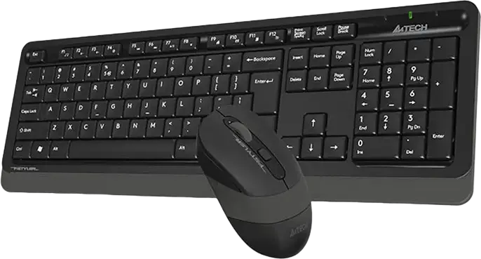A4Tech FG1010S Wireless Keyboard and Mouse Combo, 2.4 GHz USB Nano Receiver, Silent Optical Mouse 2000 DPI, Membrane Keyboard with Multimedia Keys, Grey