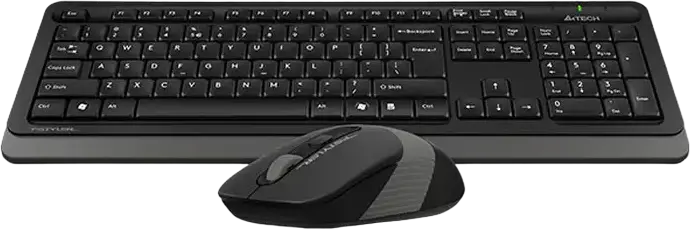A4Tech FG1010S Wireless Keyboard and Mouse Combo, 2.4 GHz USB Nano Receiver, Silent Optical Mouse 2000 DPI, Membrane Keyboard with Multimedia Keys, Grey