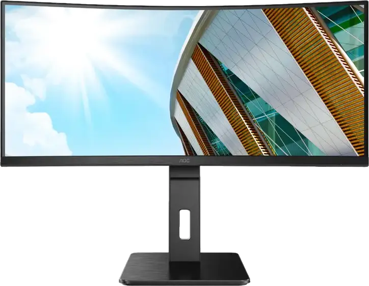 Monitor Curbat AOC CU34P2A 34 inch WQHD, Panou VA, 3440x1440, 100Hz, 1ms MPRT, 1500R, Adaptive-Sync, Reglabil pe Înălțime, HDMI, DisplayPort, Negru