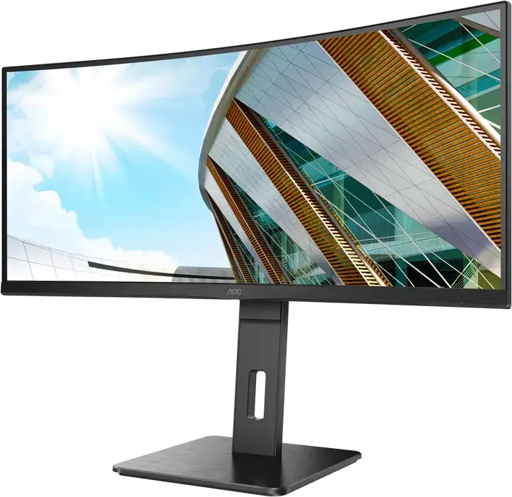 Monitor Curbat AOC CU34P2A 34 inch WQHD, Panou VA, 3440x1440, 100Hz, 1ms MPRT, 1500R, Adaptive-Sync, Reglabil pe Înălțime, HDMI, DisplayPort, Negru