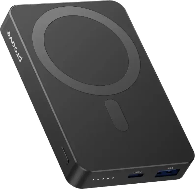 Proove Carbon Slim 10000mAh Power Bank, Black, 22.5W Fast Charging, 15W MagSafe Wireless Charging, PD3.1, QC3.0, Kevlar and Aluminum Alloy, USB-C & USB-A