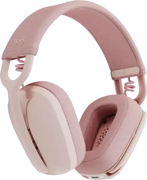 Casca Wireless Over-Ear Logitech Zone Vibe 100 981-001224, Bluetooth 5.2, Difuzoare Dinamice 40mm, Microfon cu Anulare Zgomot Flip-to-Mute, Baterie 20h, Roz
