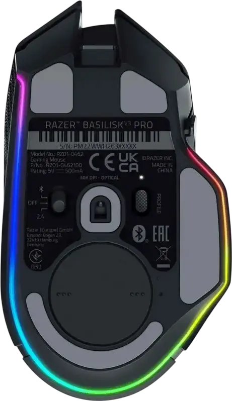 Razer Basilisk V3 Pro Wireless Gaming Mouse, Focus Pro 30K Optical Sensor, 30,000 DPI, 11 Programmable Buttons, Chroma RGB, HyperScroll Tilt Wheel, Black