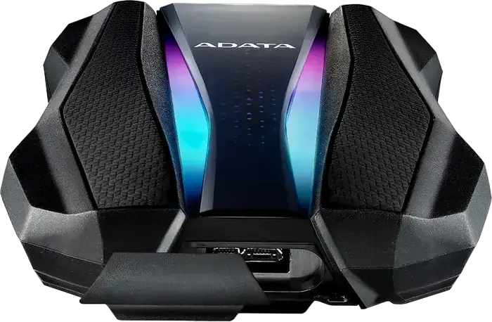 HDD Extern Portabil Gaming ADATA HD770G 1TB, USB 3.2 Gen 1, IP68 Rezistent la Apă și Praf, Rezistent la Șocuri, Criptare AES 256-Bit, Iluminare RGB, Negru